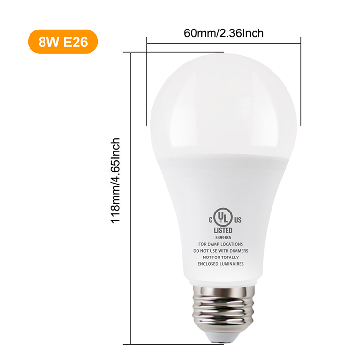 Ampoule LED  crépusculaire 8W 800 lumens 5000K